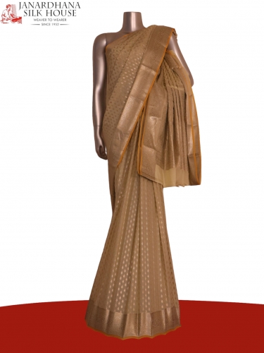 Pure Silver Zari Butta Crepe Silk Saree